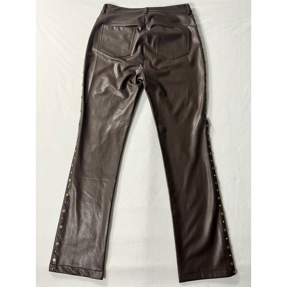 Boston Proper Brown Faux Leather Studded Side Pants Western Boho Size 8 - Picture 3 of 8